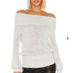 Lovers + Friends Off the Shoulder Elsa Sweater with Sequins Sz S Small